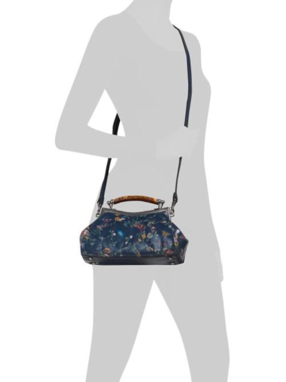 PATRICIA NASH Leather Kelmscott Frame Satchel With Crossbody Strap - Picture 5 of 5